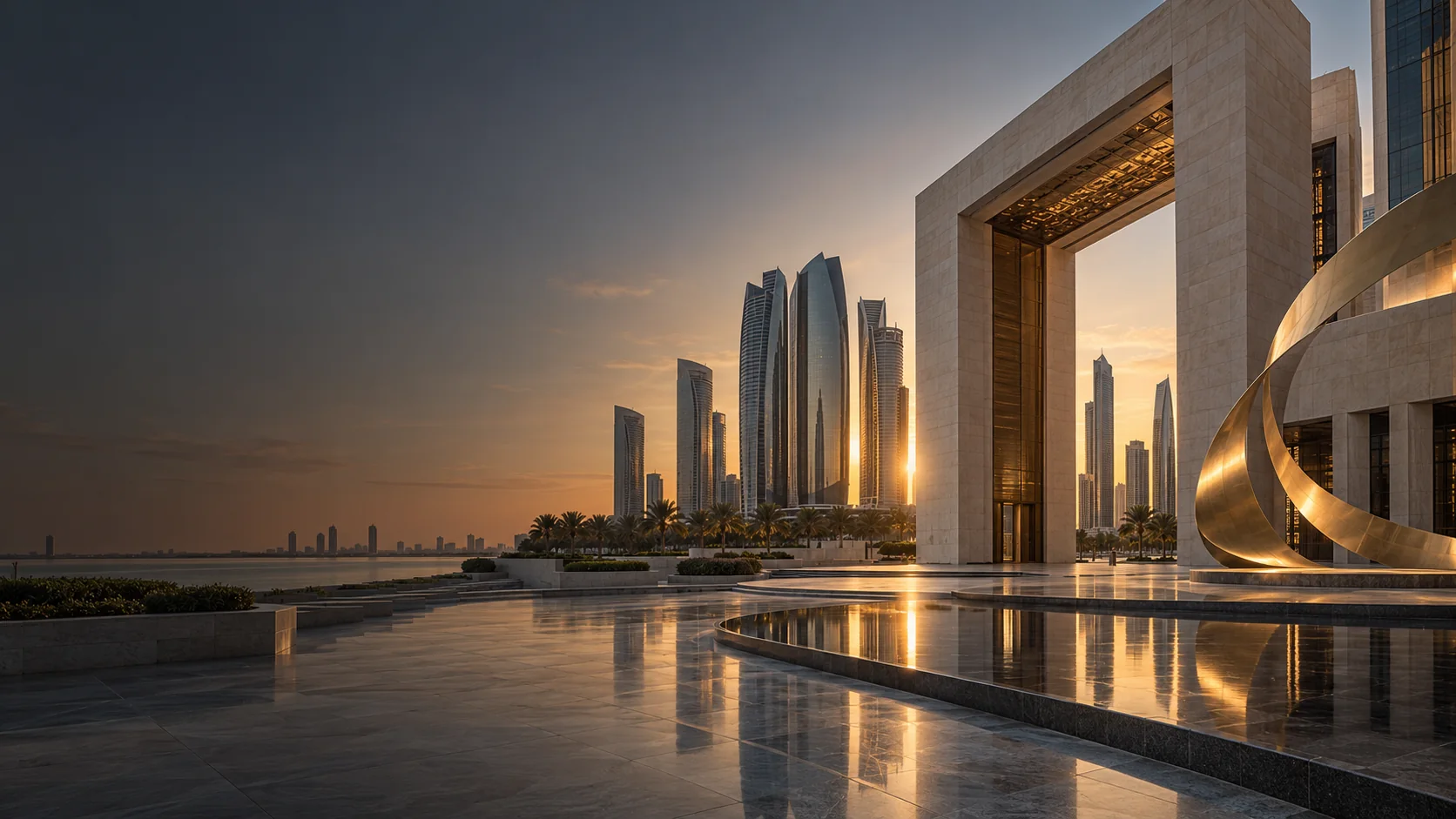 عمارة أبوظبي عند الغروب